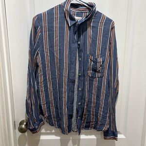 Universal Thread Navy and Brown Striped Shirt